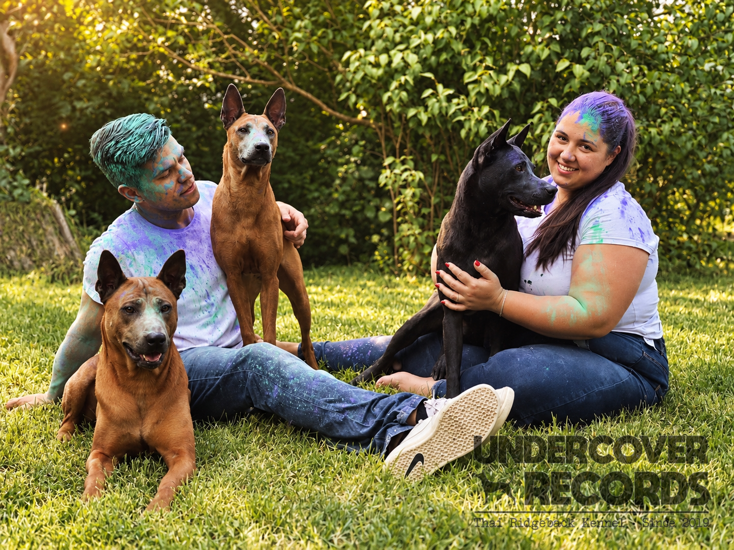 Robert und Leonie mit Boss, Foxx und Aden