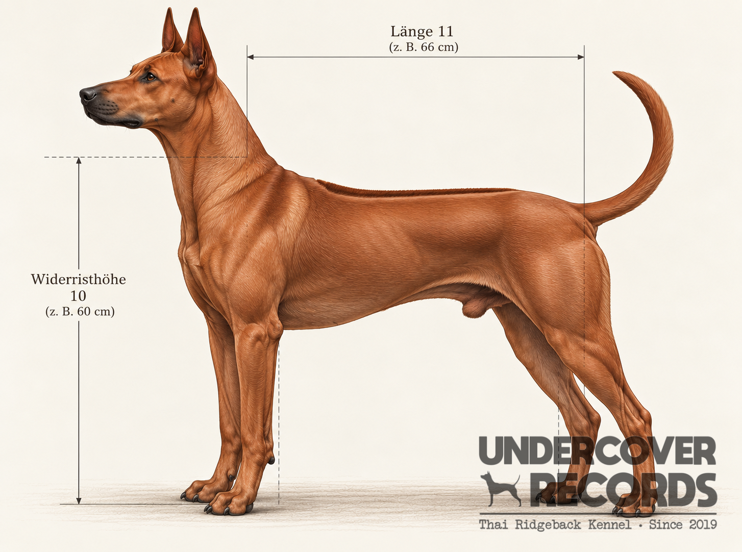 Proportionsschema des Thai Ridgeback